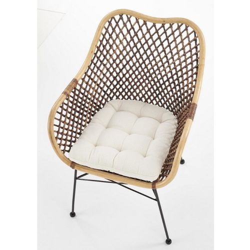 Fauteuil Rotin Pieds Acier Avec Coussin Bronx