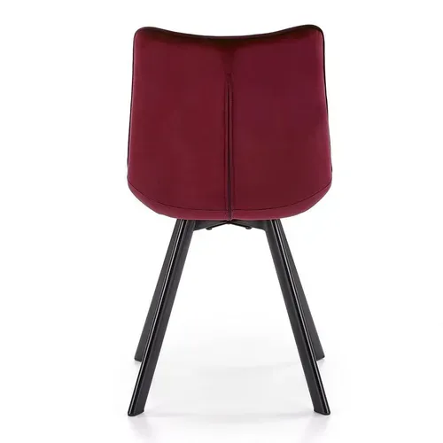 Chaise Contemporaine En Velours Bordeaux Avec Pieds En Métal Noir Liberty
