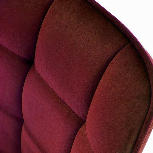 Chaise Contemporaine En Velours Bordeaux Avec Pieds En Métal Noir Liberty