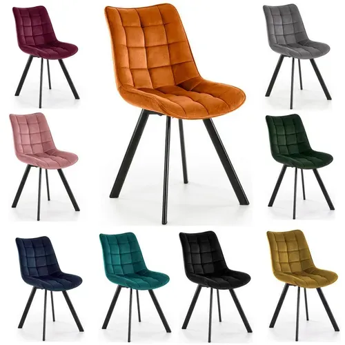 Chaise Contemporaine En Velours Bordeaux Avec Pieds En Métal Noir Liberty