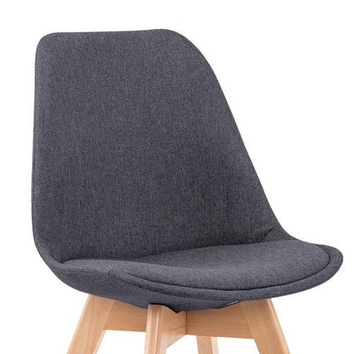Chaise Scandinave Gris Foncé En Tissu Et Pieds Bois Massif Bertil