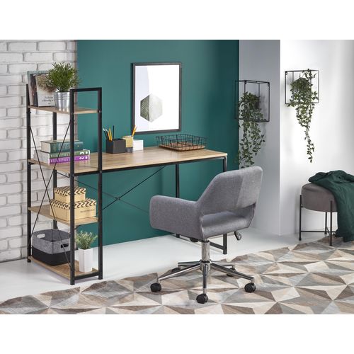 Bureau Avec étagères Style Chêne Et Acier Noir Loggia