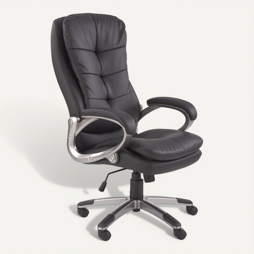 Fauteuil De Bureau En éco-cuir Noir Avec Structure En Métal Chromé Maze