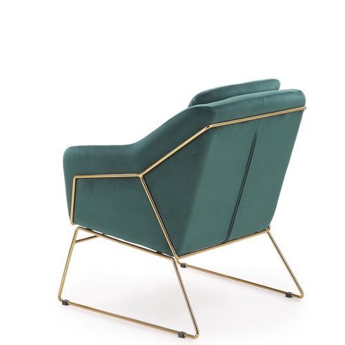 Fauteuil Contemporain En Velours Vert Avec Structure Design En Métal Doré Jazzy