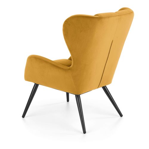 Fauteuil Contemporain En Velours Jaune Moutarde Glasgow