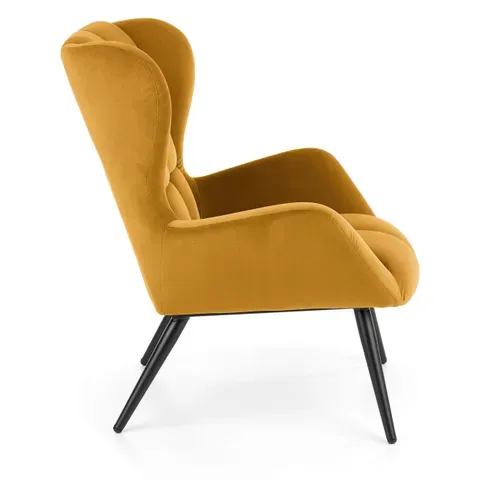Fauteuil Contemporain En Velours Jaune Moutarde Glasgow