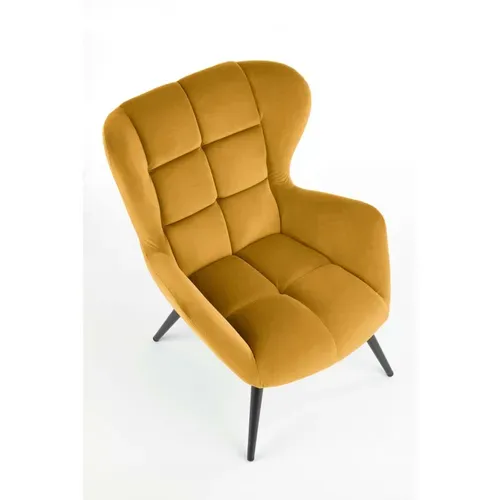 Fauteuil Contemporain En Velours Jaune Moutarde Glasgow