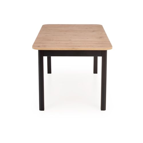 Table à Manger Extensible 160-228 Noire Et Aspect Chêne Brehat