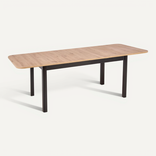 Table à Manger Extensible 160-228 Noire Et Aspect Chêne Brehat