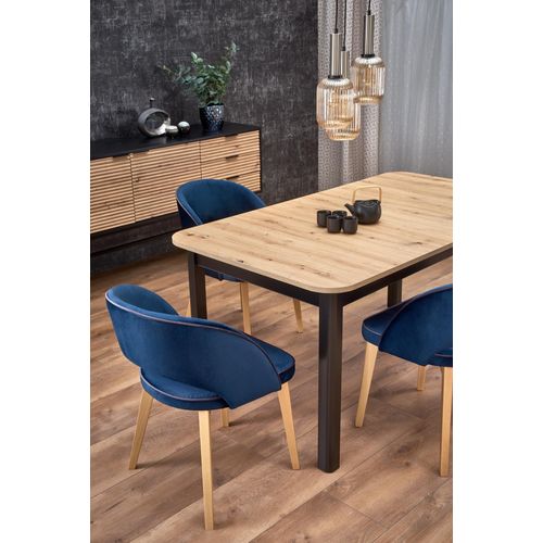 Table à Manger Extensible 160-228 Noire Et Aspect Chêne Brehat