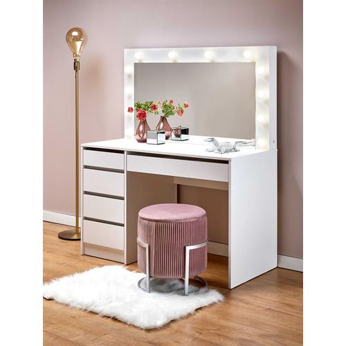 Coiffeuse Design Blanc à LED + Miroir Bromo