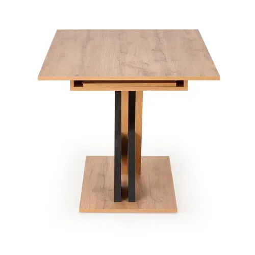 Table De Salle à Manger Extensible Avec Pied Central Bicolore Et Plateau Aspect Chêne Apodis