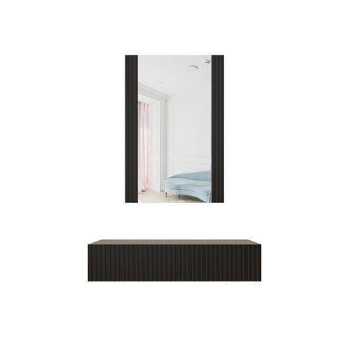 Coiffeuse Suspendue Noire Avec Miroir Gustave