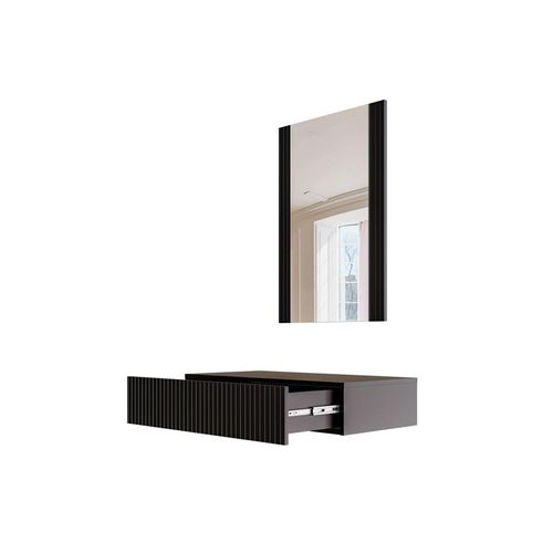 Coiffeuse Suspendue Noire Avec Miroir Gustave