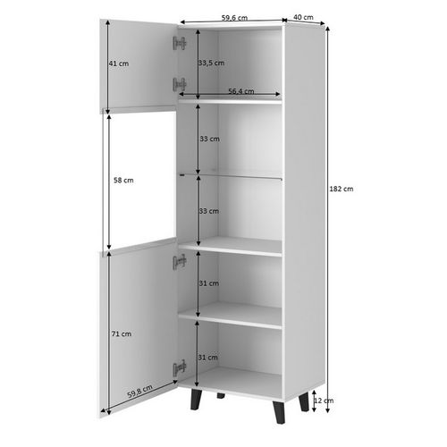 Vitrine Design Noir Mat 182 X 60cm Gustave