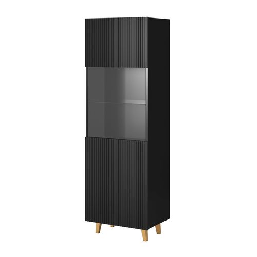 Vitrine Design Noir Mat 182 X 60cm Gustave