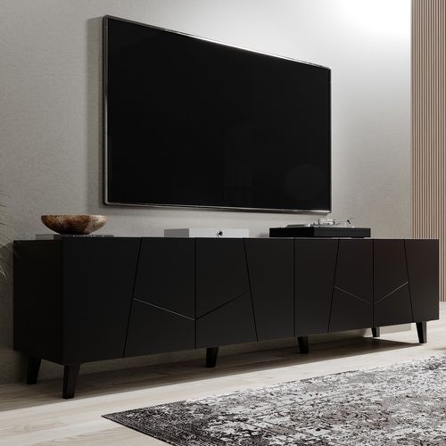 Meuble TV Design Noir Mat 200 Cm Fuji