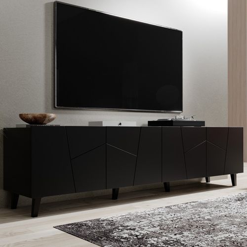 Meuble TV Design Noir Mat 200 Cm Fuji