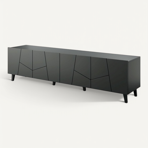 Meuble TV Design Noir Mat 200 Cm Fuji