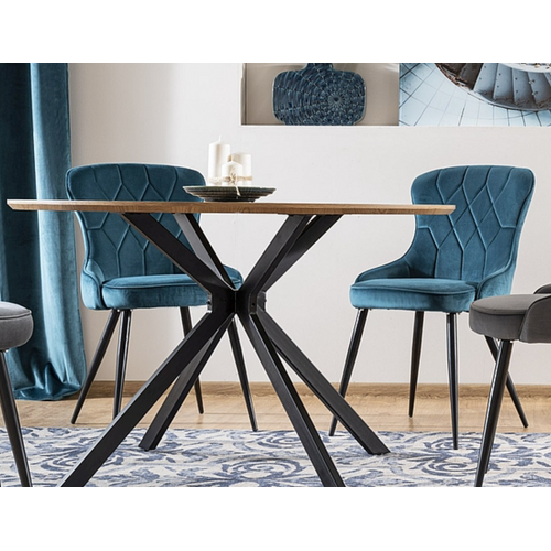 Table Ronde Couleur Chêne Et Métal Noir 120cm Tezor
