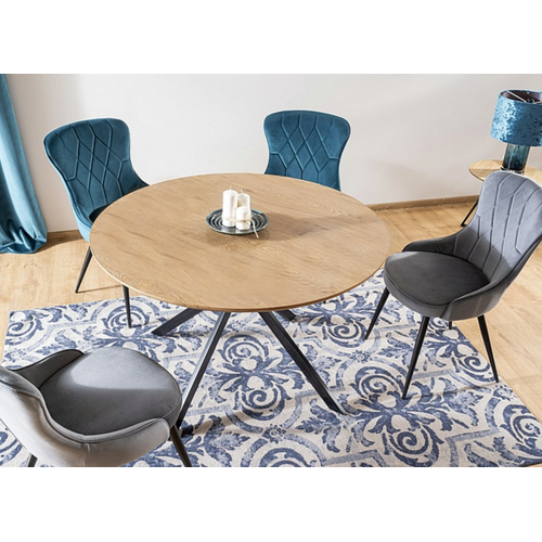 Table Ronde Couleur Chêne Et Métal Noir 120cm Tezor