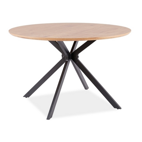Table Ronde Couleur Chêne Et Métal Noir 120cm Tezor