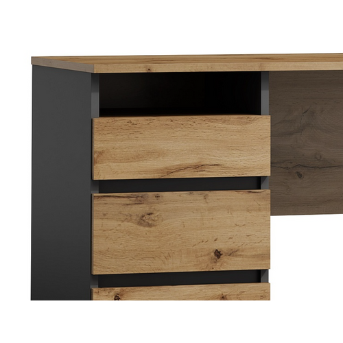 Bureau 120cm Chêne Et Anthracite 3 Tiroirs Study