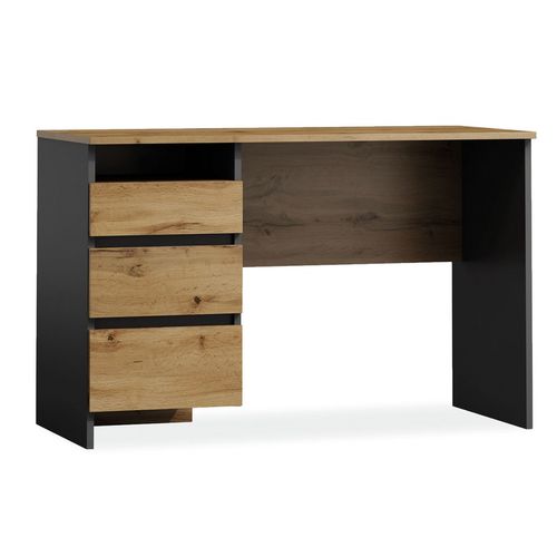 Bureau 120cm Chêne Et Anthracite 3 Tiroirs Study