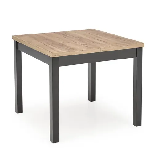 Table à Manger Extensible Carrée Noir et Chêne 90cm Brevla