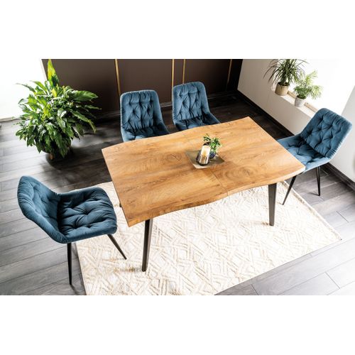 Table Design Extensible Métal Noir Et Chêne Vernis 150cm Meno