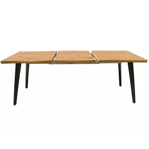 Table Design Extensible Métal Noir Et Chêne Vernis 150cm Meno