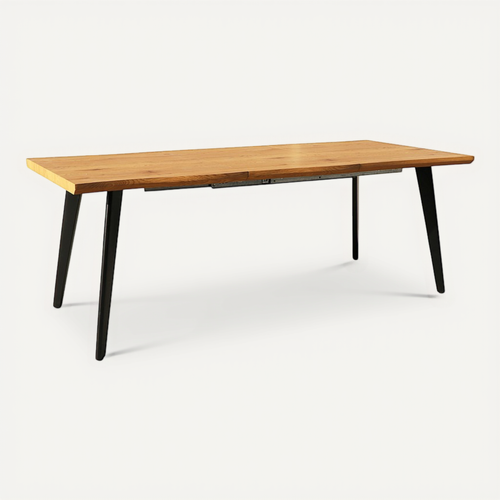 Table Design Extensible Métal Noir Et Chêne Vernis 150cm Meno