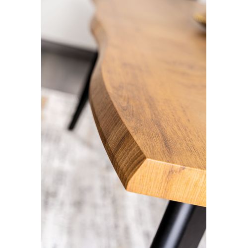 Table Design Extensible Métal Noir Et Chêne Vernis 150cm Meno