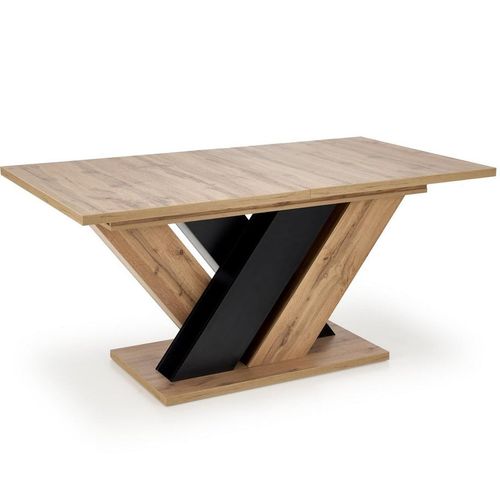 Table à Manger Extensible Noir Et Chêne Wotan 160-200cm Xenori