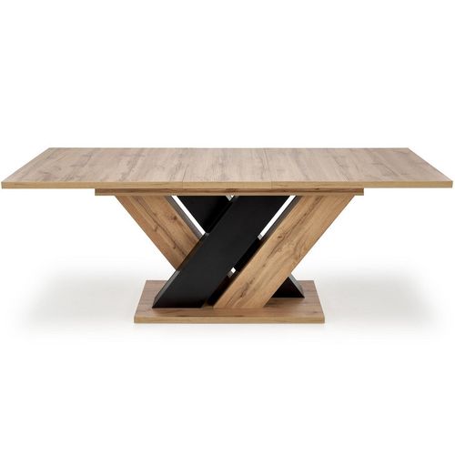 Table à Manger Extensible Noir Et Chêne Wotan 160-200cm Xenori