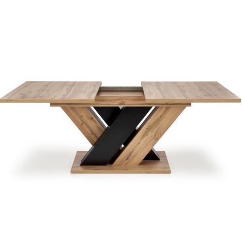 Table à Manger Extensible Noir Et Chêne Wotan 160-200cm Xenori