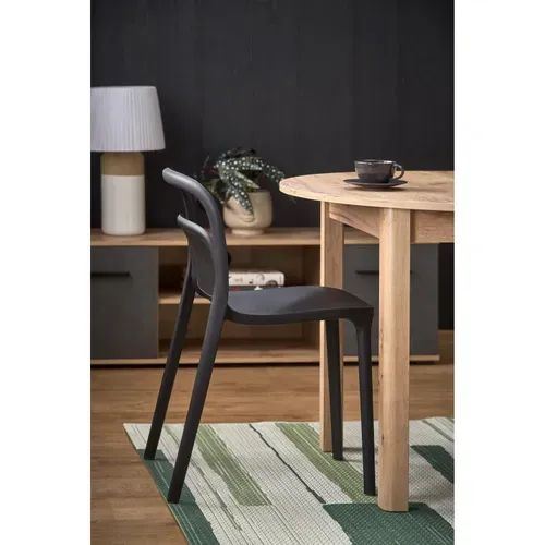 Table à Manger Ronde 100cm Extensible Aspect Chêne Carene