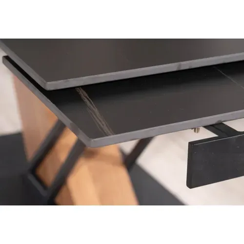 Table Design Extensible Métal et Effet Marbre 180-240cm Viro