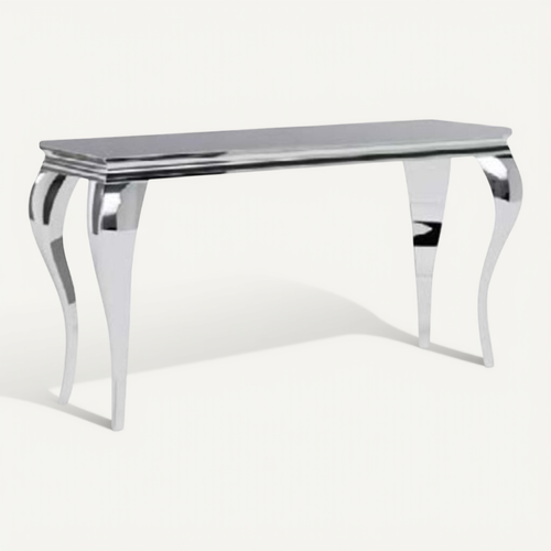 Console Baroque Métal et Verre Trempé Noir 120cm Bolti