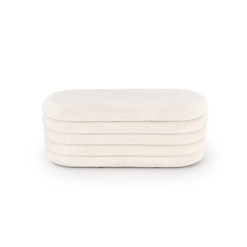 Banc Couleur Crème En Tissu Bouclé Avec Coffre De Rangement Nikola