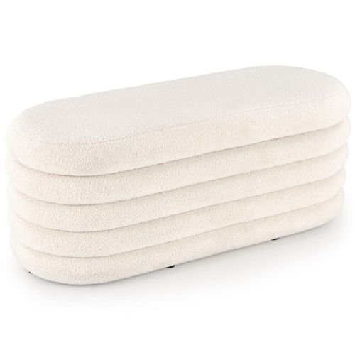 Banc Couleur Crème En Tissu Bouclé Avec Coffre De Rangement Nikola