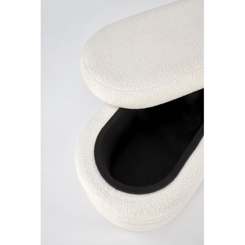 Banc Couleur Crème En Tissu Bouclé Avec Coffre De Rangement Nikola