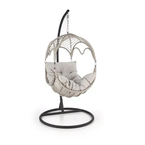 Fauteuil Suspendu Gris Clair En Rotin Synthétique Gardena