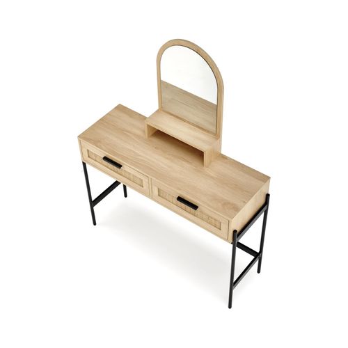 Coiffeuse 2 Tiroirs En Rotin Naturel Bois Plaqué Et Métal Ignacio