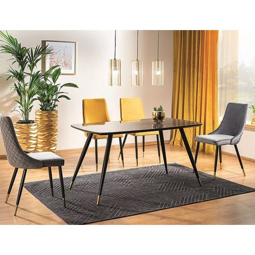 Table De Salle à Manger Design Aspect Marbre Noir Avec Pieds En Métal Control