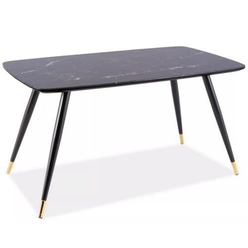 Table De Salle à Manger Design Aspect Marbre Noir Avec Pieds En Métal Control