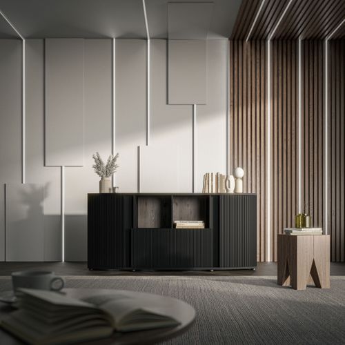 Buffet Bas Design Noir Avec Façade Arrondie Looping