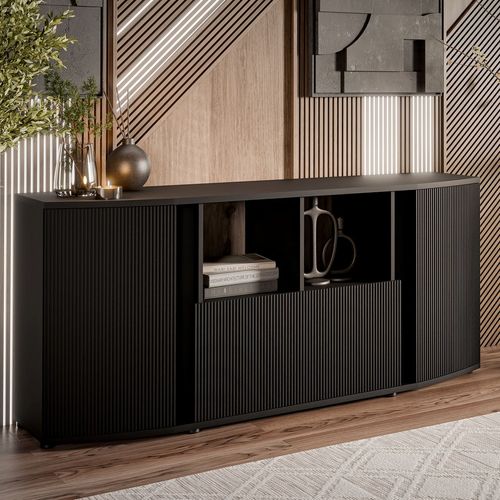 Buffet Bas Design Noir Avec Façade Arrondie Looping
