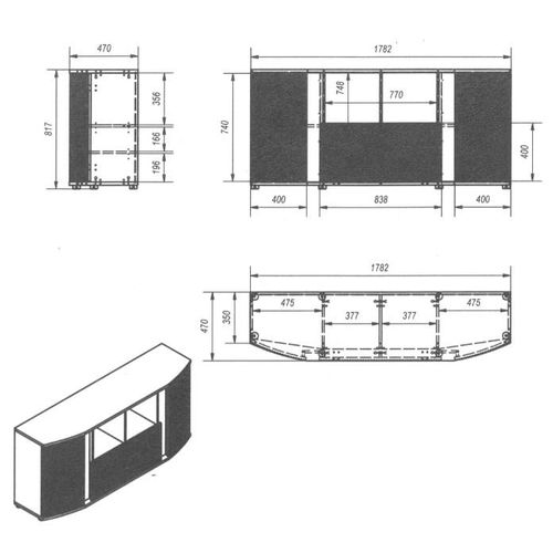 Buffet Bas Design Noir Avec Façade Arrondie Looping