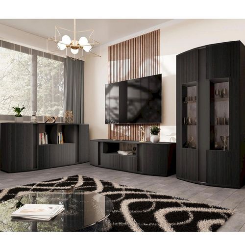 Buffet Bas Design Noir Avec Façade Arrondie Looping